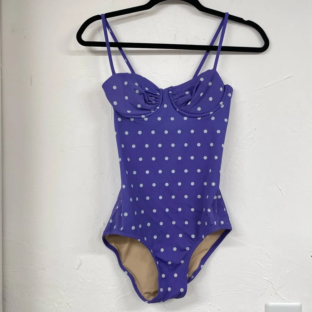J Crew Purple Polka Dot One Piece Swimsuit Womens 4